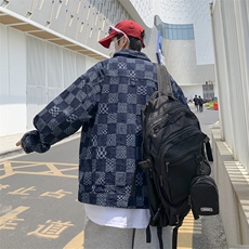 美式棋盘格工装牛仔外套男潮牌秋季复古宽松休闲夹克JK047-P58，男装夹克，星座308B-1