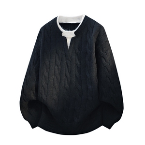 MY7350-P60  假两件V领时尚青少年针织衫打底衫长袖厚款毛衣外套图片