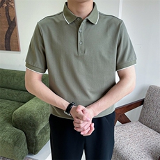 有大货夏季纯色简约男生翻领短袖polo衫轻熟风9203-P40，男装Polo衫，星座1012-1
