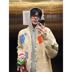 【有货】破洞涂鸦情侣开衫毛衣男女慵懒风针织衫外套5501LL-特P65，男装针织衫/毛衣，星座1007（原301D）