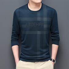 DD-A223男士2023年春季新款长袖t恤休闲圆领青年修身体恤打底P48图片
