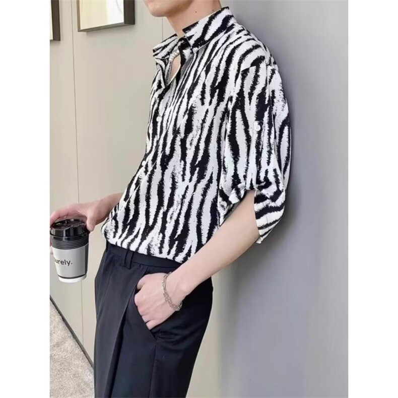 1506/QC650/P34复古衬衫男夏装港风设计感趣味新款男装上衣外穿,男装衬衫,星座1506