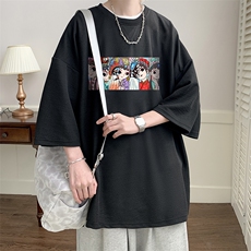 京剧脸谱风春夏季七分袖t恤男大码五分袖短袖中袖Q11250-P30，男装T恤，电商A040