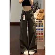 军绿色工装牛仔裤女秋季高腰宽松显瘦阔腿裤N2518，男装牛仔裤，星座1116A（原606A-3）