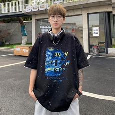 量大优供抖音视频支持得物配合二开美式满天星亮片短袖T恤MTX215，男装T恤，电商A486
