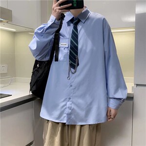 长袖衬衫男港风日系春季韩版潮流帅气衬衣CS22P35图片