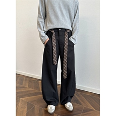 2026春季新款腰带设计西裤男大码阔腿休闲弯刀裤K24060特P48控88，男装西裤，电商A001