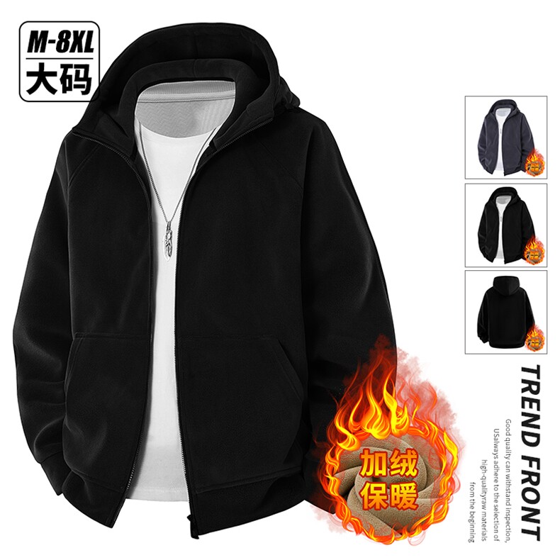 9509小码P52大码P62重磅奥粒绒复合连帽开衫加绒卫衣-99,男装卫衣,星座1107-1