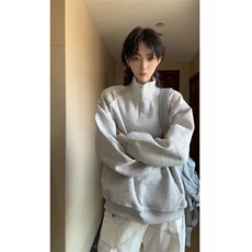 美式复古半拉链套头卫衣男女秋季宽松情侣百搭休闲上衣特P48，男装卫衣，电商C306-1
