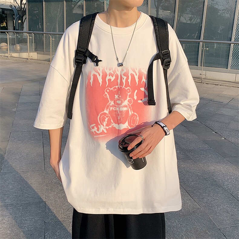 DX50P35港风纯短袖青少年学生百搭休闲潮流宽松T恤纯上衣,男装T恤,星座1204-3