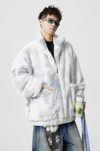 1羊羔毛棉衣潮扎染情侣大码M-5XL毛绒外套男YG7503P128控168图片