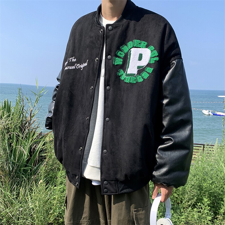 1608/S810/P58港风宽松高品质毛巾绣夹克中性风棒球服外套上衣,男装夹克,星座1608