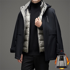 90白鹅绒中老年羽绒服外套男士一衣三穿背部加绒羽绒服外套，男装羽绒服，钱塘723
