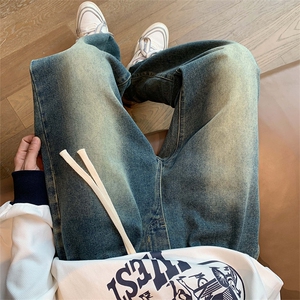 复古渐变牛仔裤男宽松阔腿裤高街休闲长裤子   A080-9299-P40控68图片