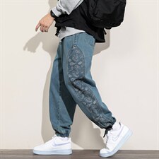 2021春新日系白墙港风休闲大码小脚九分男裤宽松牛仔裤N8150-P55，男装牛仔裤，电商A001