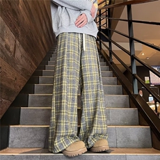 大码300斤格子休闲裤男女秋冬新款宽松百搭格纹阔腿长裤K5942-P59，男装休闲裤，星座412-2
