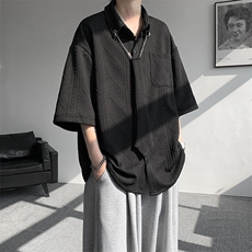 现货CS1126-特P38小众肌理感设计感大码衬衫男（含领带可拆卸），男装衬衫，电商A059