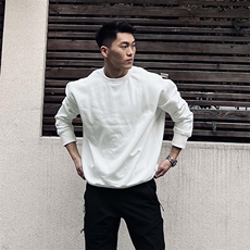 抖音得物高品质二开支持退换26春装美式男宽松曼巴纯色圆领卫衣，男装卫衣，电商A443