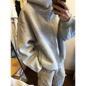 抖音得物高品质二开 25秋冬美式高街重磅结构高领连帽卫衣外套W62图片