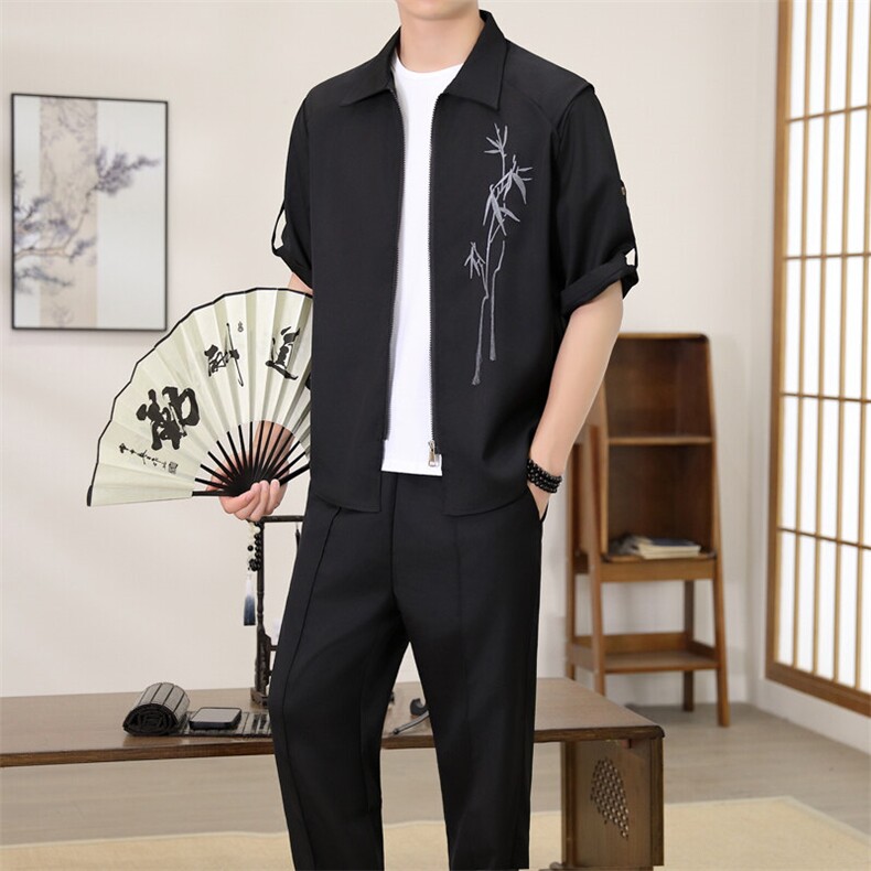 （版权注册仿款必究）夏季新款套装冰丝短袖长裤休闲时尚两件套,男装T恤,星座1206（原A206）