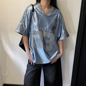 美式冰球服jerseyfit球衣运动缎面透气短袖T恤男女宽松上衣图片