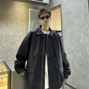 2024新款痞帅机车服pu皮衣外套ins飞行员皮夹克现货 W8473-P56图片