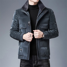 2023冬装新款休闲皮羽绒服青年时尚外套上衣爸爸装ZS9806-1-P270，男装羽绒服，电商B212（原钱塘6029）