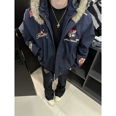 1506/QFY-1750/P99美式复古刺绣徽章座山雕棉衣，男装棉衣，星座1506
