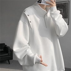8XL-M星星铆钉半拉链卫衣大码重磅痞帅高街小众立领外套WY5109P58，女装短外套，电商B238