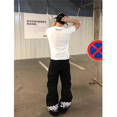 美式印花排扣弯刀牛仔裤新款简约潮流ins时尚文艺百搭气质宽松潮，男装牛仔裤，四季星座505
