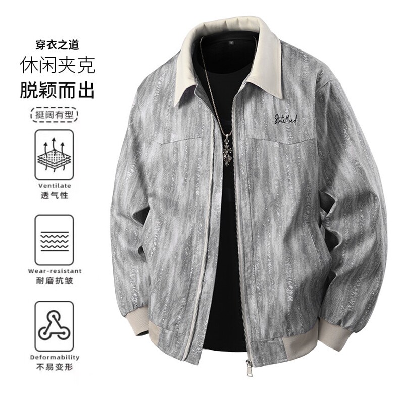 得物图片立体大码扎染印花外套春秋痞帅休闲夹克A436-JK2589-P70,男装夹克,电商A436