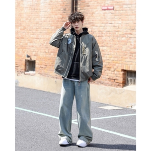 复古贴标棒球服情侣休闲宽松夹克外套XZ402-2P88控108JK6603货足图片