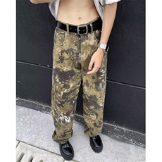 复古喷绘涂鸦牛仔裤男迷彩秋季高腰直筒宽松长裤KU09，男装牛仔裤，星座1116A-1（原606A）