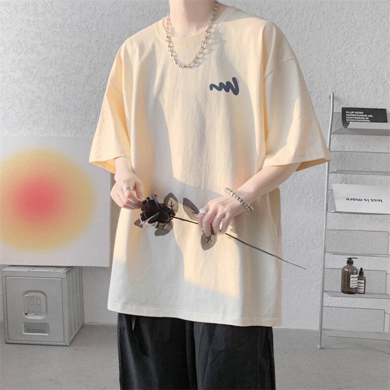 夏季内景重磅纯棉宽松短袖T恤男圆领休闲体恤衫DT9652/P25,男装T恤,电商B316