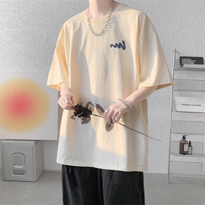 夏季内景重磅纯棉宽松短袖T恤男圆领休闲体恤衫DT9652/P25图片