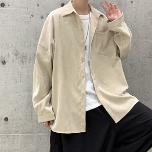 港风纯色灯芯绒方领百搭潮流男电商基地长袖衬衫D201-DM80-P45,男装衬衫,电商D321-1