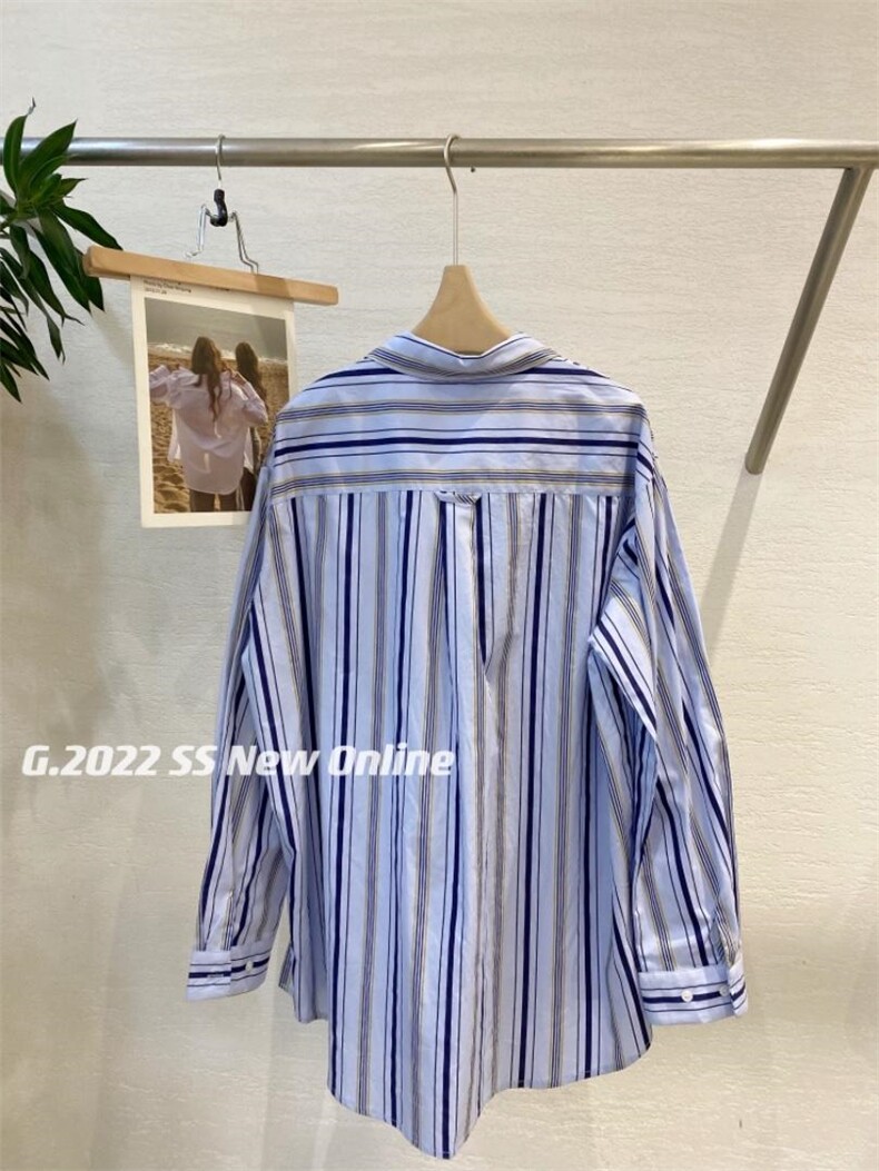 条纹衬衫均码现货4色，女装衬衫，G