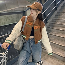 设计感小众复古美式刺绣短款棒球服辣妹薄款外套女E654-P65，女装短外套，星座911-2(原星座613-2）