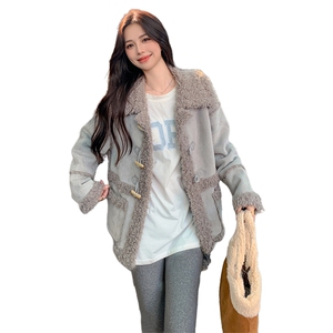 高级感皮毛一体外套冬季女加厚2024新款洋气小个子韩系减龄羊羔毛图片