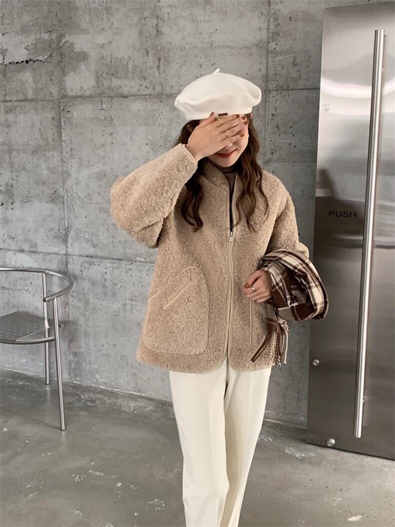 现货冬季皮毛一体外套简单温柔百搭，其它，Y-AN SHANG