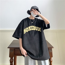 抖音品质夏季新款宽松印花麂皮绒上衣男T恤港B299-X5523-P45控59，男装T恤，电商A061-1