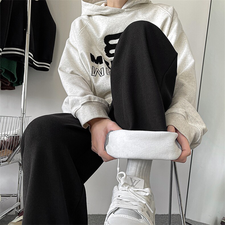 02裤子加绒加厚宽松直筒运动裤ins潮牌休闲裤XZ211-1-K2359-P60，女装休闲裤，星座211-1