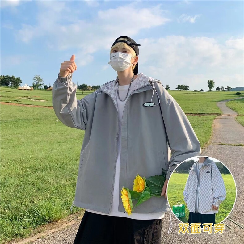 双面穿外套男2024秋季新款连帽宽松上衣潮牌夹克外套DJ46-P64,男装夹克,星座1109-3