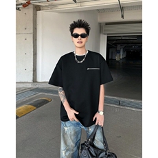 Q330-P35美式cleanfit重磅拉链短袖夏季设计感t恤小领口正肩半袖，男装T恤，星座911-1