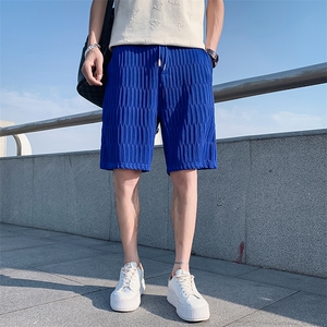 蓝色 2023夏装精神小伙五分裤男青年运动短裤沙滩裤DK28-P35,控58图片