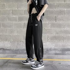 夏季新款华夫格拉链休闲裤男港风ins宽松束脚运动卫裤K3927-P34，男装休闲裤，星座512-2