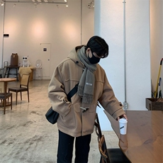 816B-DY1012-P160韩轻熟连帽牛角扣呢子大衣男休闲外套，男装毛呢大衣，星座816B