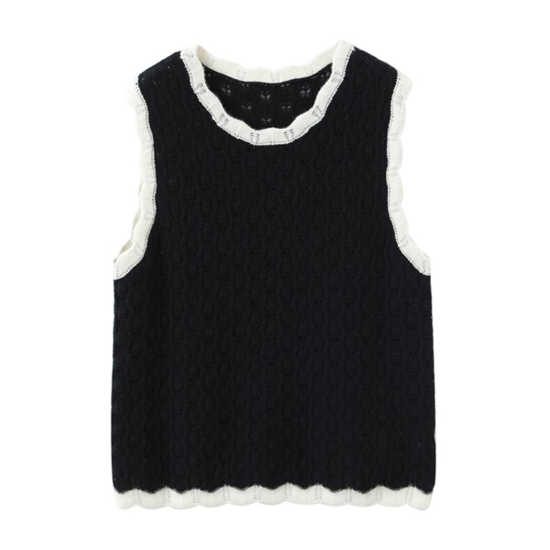 2024年秋冬新款圆领无袖镂空羊绒针织衫背心女，女装背心吊带，星纬羊绒