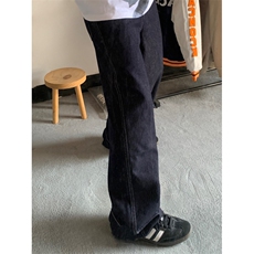 【有货】美式格子拼接卷边牛仔裤男女阔腿裤子NZ011LL-特P48，男装牛仔裤，星座1007（原301D）