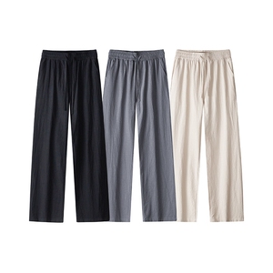 休闲裤女肌理长裤慵懒松弛感2025新款夏季松紧腰阔腿裤简约风图片